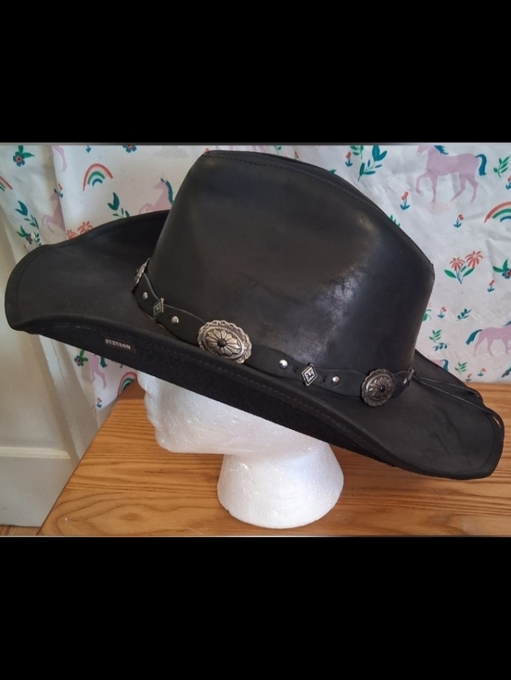 EUC Stetson Roxbury Rodeo Dr Black Leather Boho Western Everyday Cowboy Hat SZ M